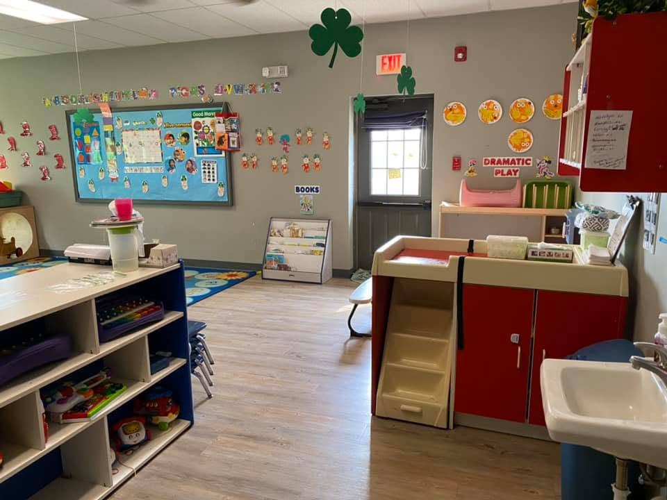 Two-Year-Old Room dramatic-play, book, table, and storage areas